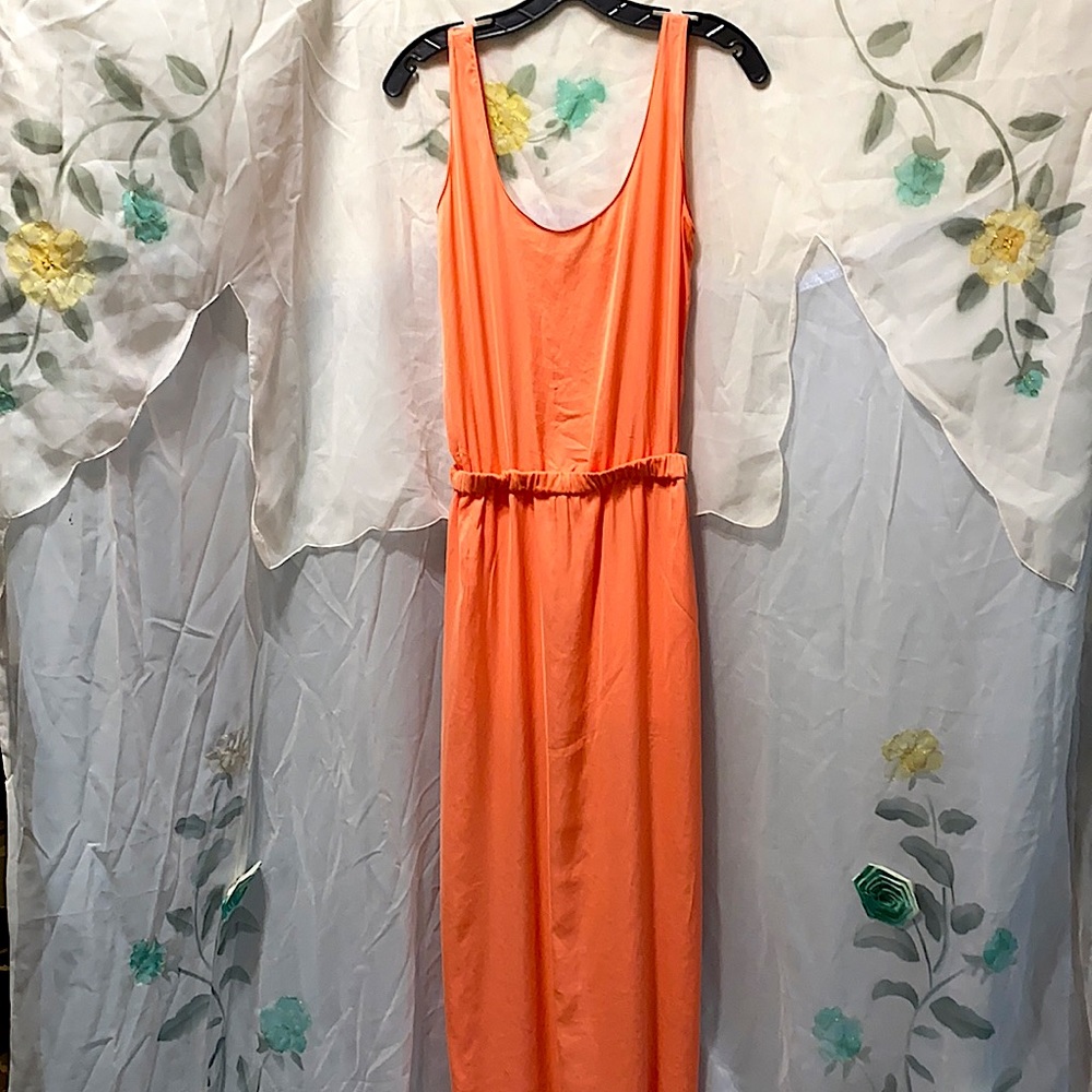 SILK ZARA TRAFALUC SALMON MAXI TANK DRESS SZ S